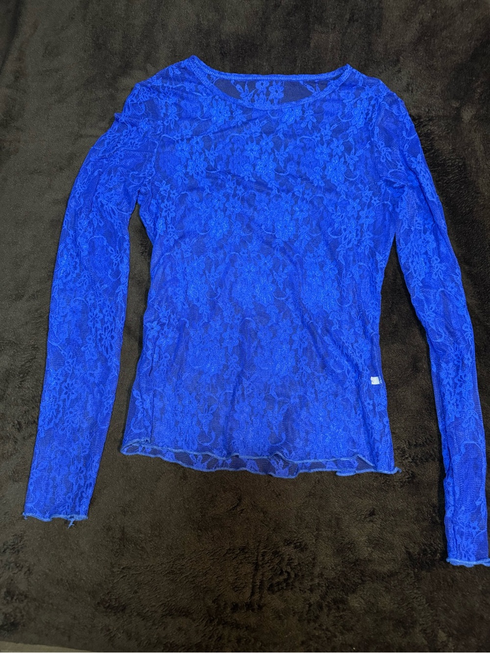 Women's Royal Blue Lace Long-Sleeve Tee